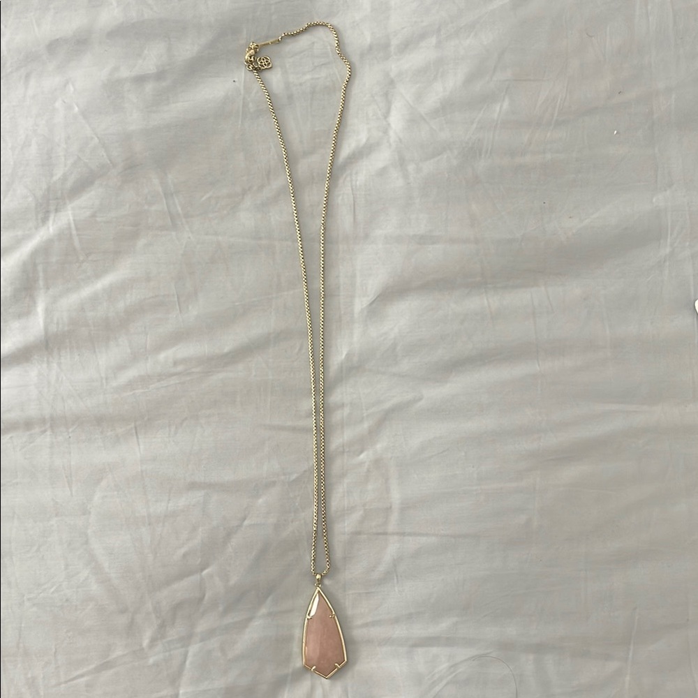 Kendra Scott Gold and Pink Teardrop Necklace